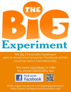 Flyer for the Big 5 Personality Experiment